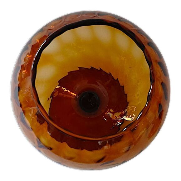 Empoli Amber Glass Candy Dish Lid Apothecary Jar Circus Tent Optic Panel Italy - Picture 4 of 16